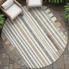 Piper Looms Chantille Geometric ACN2189 Brown Machine Washable Area Rug Round Outdoor Lifestyle Image Feature