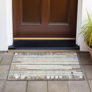 Piper Looms Chantille Geometric ACN2189 Brown Machine Washable Area Rug Scatter Outdoor Lifestyle Image Feature