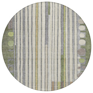 Piper Looms Chantille Geometric ACN2189 Olive Machine Washable Area Rug Round Main Image