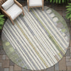 Piper Looms Chantille Geometric ACN2189 Olive Machine Washable Area Rug Round Outdoor Lifestyle Image Feature