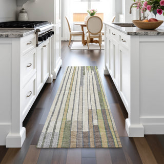 Piper Looms Chantille Geometric ACN2189 Olive Machine Washable Area Rug Runner Lifestyle Image Feature