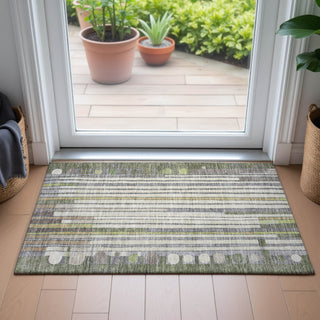 Piper Looms Chantille Geometric ACN2189 Olive Machine Washable Area Rug Scatter Lifestyle Image Feature