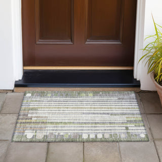 Piper Looms Chantille Geometric ACN2189 Olive Machine Washable Area Rug Scatter Outdoor Lifestyle Image Feature