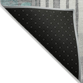 Piper Looms Chantille Geometric ACN2189 Teal Machine Washable Area Rug Backing Image