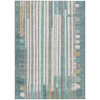 Piper Looms Chantille Geometric ACN2189 Teal Machine Washable Area Rug main image