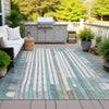 Piper Looms Chantille Geometric ACN2189 Teal Machine Washable Area Rug Outdoor Lifestyle Image Feature