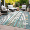 Piper Looms Chantille Geometric ACN2189 Teal Machine Washable Area Rug Outdoor Lifestyle Image Feature