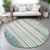 Piper Looms Chantille Geometric ACN2189 Teal Machine Washable Area Rug Round Lifestyle Image Feature