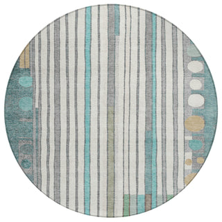 Piper Looms Chantille Geometric ACN2189 Teal Machine Washable Area Rug Round Main Image