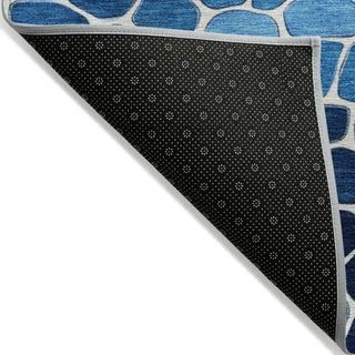 Piper Looms Chantille Geometric ACN2190 Blue Machine Washable Area Rug Backing Image