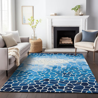 Piper Looms Chantille Geometric ACN2190 Blue Machine Washable Area Rug Lifestyle Image Feature