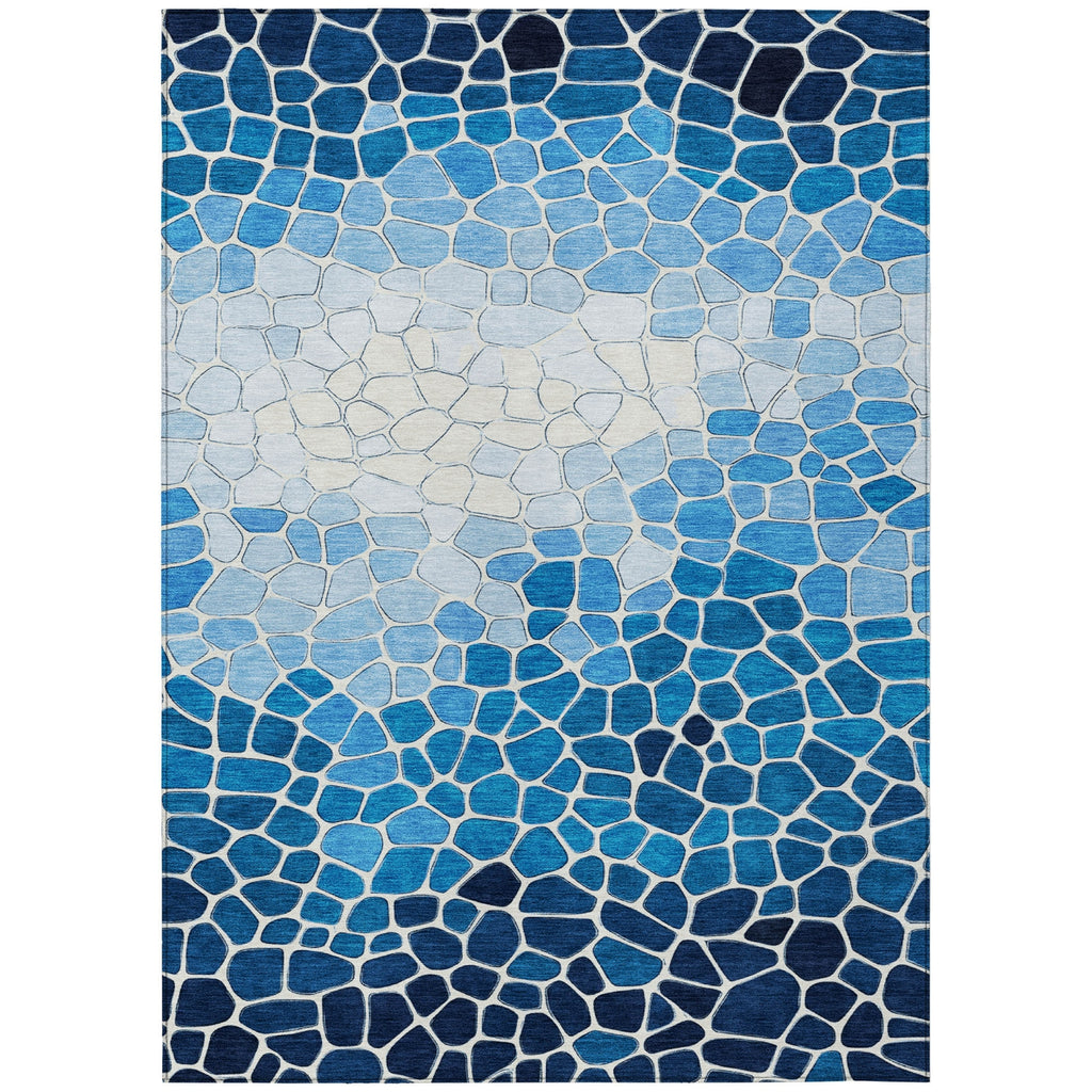 Piper Looms Chantille Geometric ACN2190 Blue Machine Washable Area Rug main image