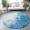 Piper Looms Chantille Geometric ACN2190 Blue Machine Washable Area Rug Round Lifestyle Image Feature
