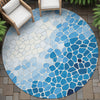 Piper Looms Chantille Geometric ACN2190 Blue Machine Washable Area Rug Round Outdoor Lifestyle Image Feature