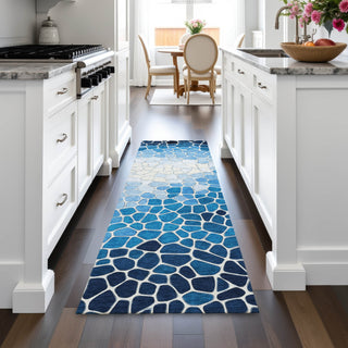 Piper Looms Chantille Geometric ACN2190 Blue Machine Washable Area Rug Runner Lifestyle Image Feature