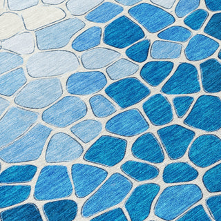 Piper Looms Chantille Geometric ACN2190 Blue Machine Washable Area Rug Swatch Image