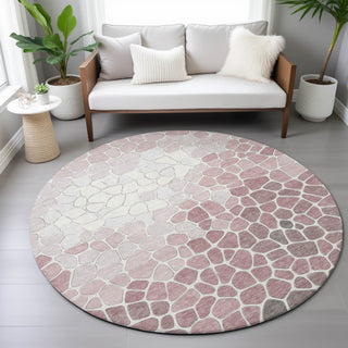 Piper Looms Chantille Geometric ACN2190 Blush Machine Washable Area Rug Round Lifestyle Image Feature