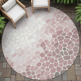 Piper Looms Chantille Geometric ACN2190 Blush Machine Washable Area Rug Round Outdoor Lifestyle Image Feature