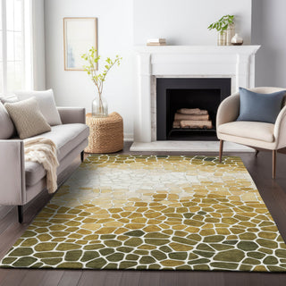 Piper Looms Chantille Geometric ACN2190 Gold Machine Washable Area Rug Lifestyle Image Feature