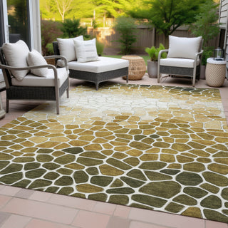 Piper Looms Chantille Geometric ACN2190 Gold Machine Washable Area Rug Outdoor Lifestyle Image Feature