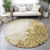 Piper Looms Chantille Geometric ACN2190 Gold Machine Washable Area Rug Round Lifestyle Image Feature