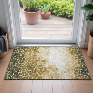 Piper Looms Chantille Geometric ACN2190 Gold Machine Washable Area Rug Scatter Lifestyle Image Feature