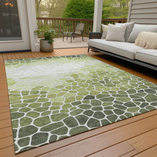 Piper Looms Chantille Geometric ACN2190 Green Machine Washable Area Rug Outdoor Lifestyle Image Feature