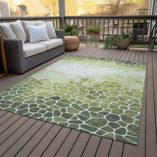 Piper Looms Chantille Geometric ACN2190 Green Machine Washable Area Rug Outdoor Lifestyle Image Feature