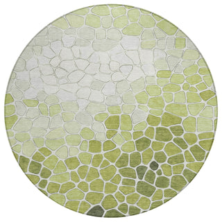 Piper Looms Chantille Geometric ACN2190 Green Machine Washable Area Rug Round Main Image