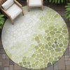 Piper Looms Chantille Geometric ACN2190 Green Machine Washable Area Rug Round Outdoor Lifestyle Image Feature