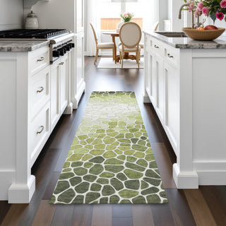 Piper Looms Chantille Geometric ACN2190 Green Machine Washable Area Rug Runner Lifestyle Image Feature