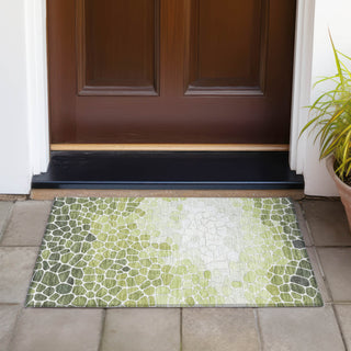 Piper Looms Chantille Geometric ACN2190 Green Machine Washable Area Rug Scatter Outdoor Lifestyle Image Feature