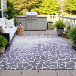Piper Looms Chantille Geometric ACN2190 Purple Machine Washable Area Rug Outdoor Lifestyle Image Feature