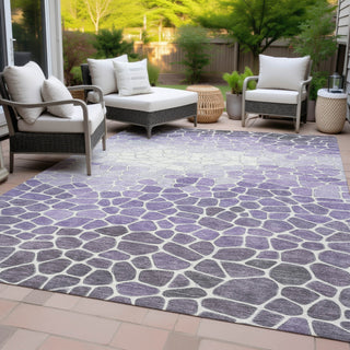 Piper Looms Chantille Geometric ACN2190 Purple Machine Washable Area Rug Outdoor Lifestyle Image Feature