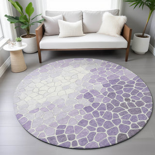Piper Looms Chantille Geometric ACN2190 Purple Machine Washable Area Rug Round Lifestyle Image Feature
