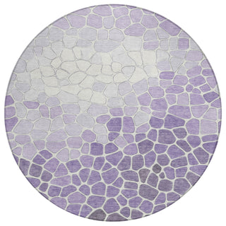 Piper Looms Chantille Geometric ACN2190 Purple Machine Washable Area Rug Round Main Image
