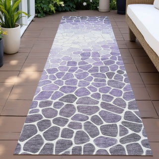Piper Looms Chantille Geometric ACN2190 Purple Machine Washable Area Rug Runner Outdoor Lifestyle Image Feature