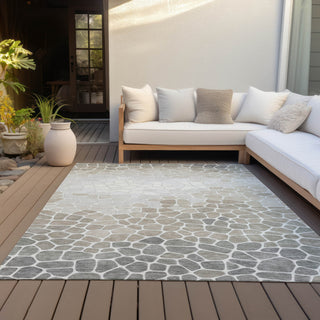 Piper Looms Chantille Geometric ACN2190 Taupe Machine Washable Area Rug Outdoor Lifestyle Image Feature