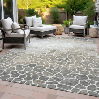 Piper Looms Chantille Geometric ACN2190 Taupe Machine Washable Area Rug Outdoor Lifestyle Image Feature