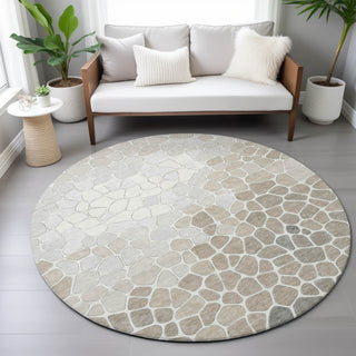 Piper Looms Chantille Geometric ACN2190 Taupe Machine Washable Area Rug Round Lifestyle Image Feature