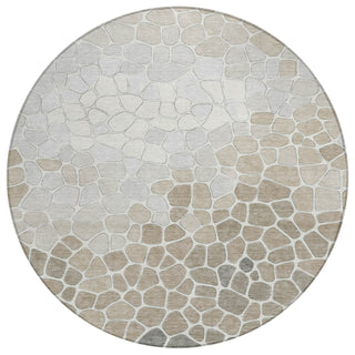 Piper Looms Chantille Geometric ACN2190 Taupe Machine Washable Area Rug Round Main Image