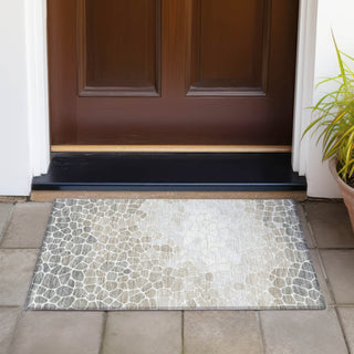 Piper Looms Chantille Geometric ACN2190 Taupe Machine Washable Area Rug Scatter Outdoor Lifestyle Image Feature