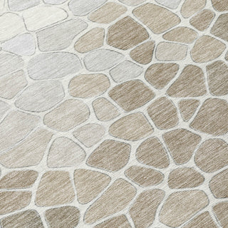 Piper Looms Chantille Geometric ACN2190 Taupe Machine Washable Area Rug Swatch Image