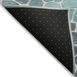 Piper Looms Chantille Geometric ACN2190 Teal Machine Washable Area Rug Backing Image