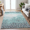 Piper Looms Chantille Geometric ACN2190 Teal Machine Washable Area Rug Lifestyle Image Feature