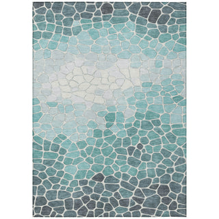 Piper Looms Chantille Geometric ACN2190 Teal Machine Washable Area Rug main image