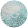 Piper Looms Chantille Geometric ACN2190 Teal Machine Washable Area Rug Round Main Image
