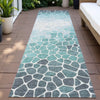 Piper Looms Chantille Geometric ACN2190 Teal Machine Washable Area Rug Runner Outdoor Lifestyle Image Feature