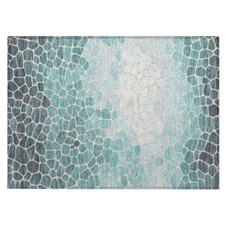 Piper Looms Chantille Geometric ACN2190 Teal Machine Washable Area Rug Scatter Main Image