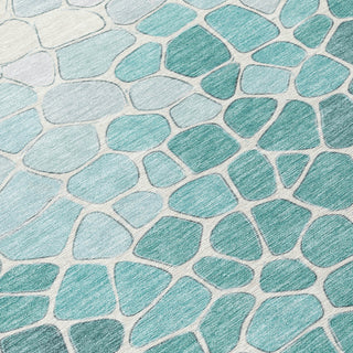 Piper Looms Chantille Geometric ACN2190 Teal Machine Washable Area Rug Swatch Image